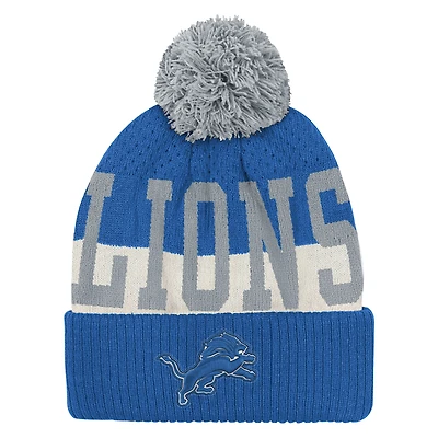 Youth Outerstuff  Blue Detroit Lions Modern Fan Cuffed Knit Hat with Pom