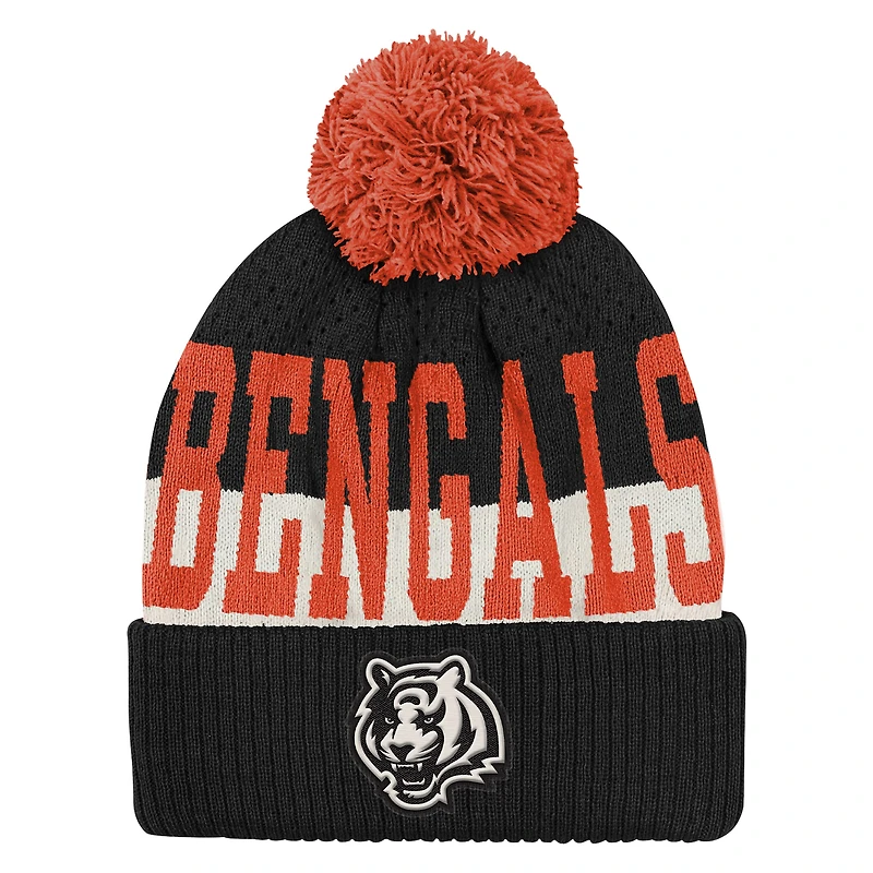 Youth Outerstuff  Black Cincinnati Bengals Modern Fan Cuffed Knit Hat with Pom