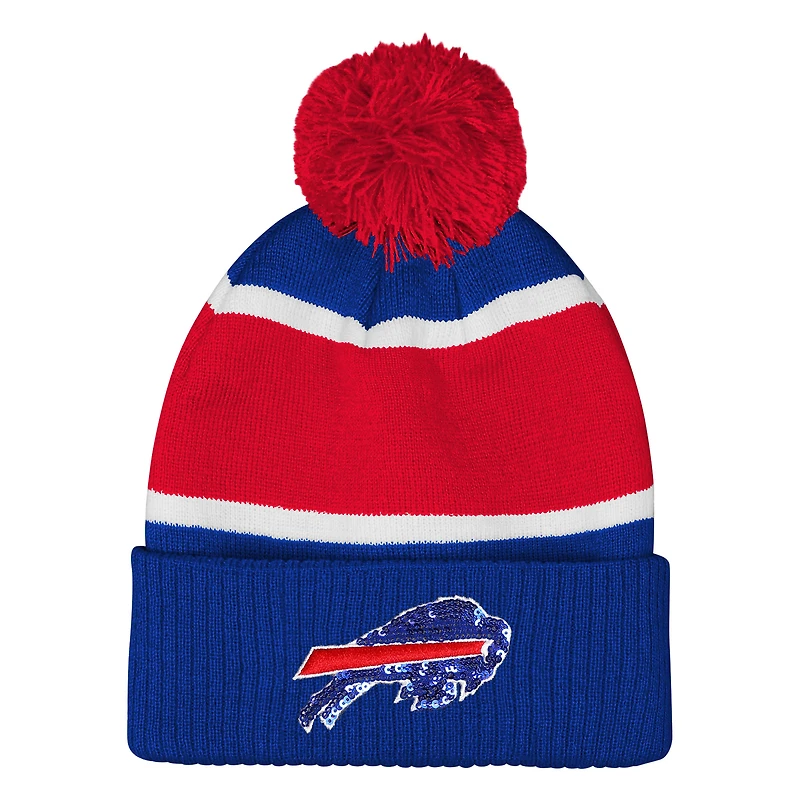 Girls Outerstuff  Royal Buffalo Bills Let's Play Cuffed Knit Hat with Pom