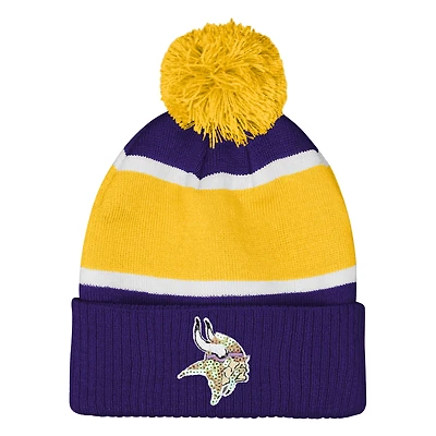 Girls Outerstuff  Purple Minnesota Vikings Let's Play Cuffed Knit Hat with Pom
