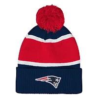 Girls Outerstuff  Navy New England Patriots Let's Play Cuffed Knit Hat with Pom