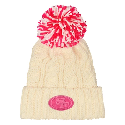 Girls Outerstuff  White San Francisco 49ers Cable Cuffed Knit Hat with Pom