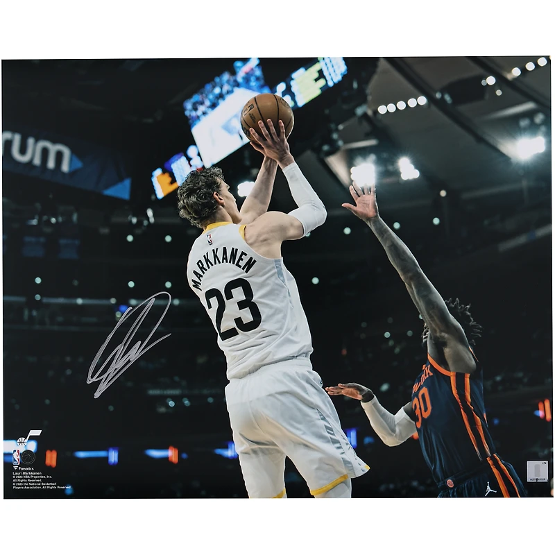 Lauri Markkanen Utah Jazz Autographed 16" x 20" Shooting vs. New York Knicks Photograph