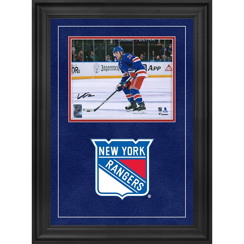 Adam Fox New York Rangers Autographed Deluxe Framed 8" x 10" Blue Jersey Skating with Puck Photograph