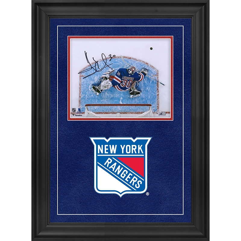 Henrik Lundqvist New York Rangers Autographed Deluxe Framed 8" x 10" Blue Jersey Overhead Photograph