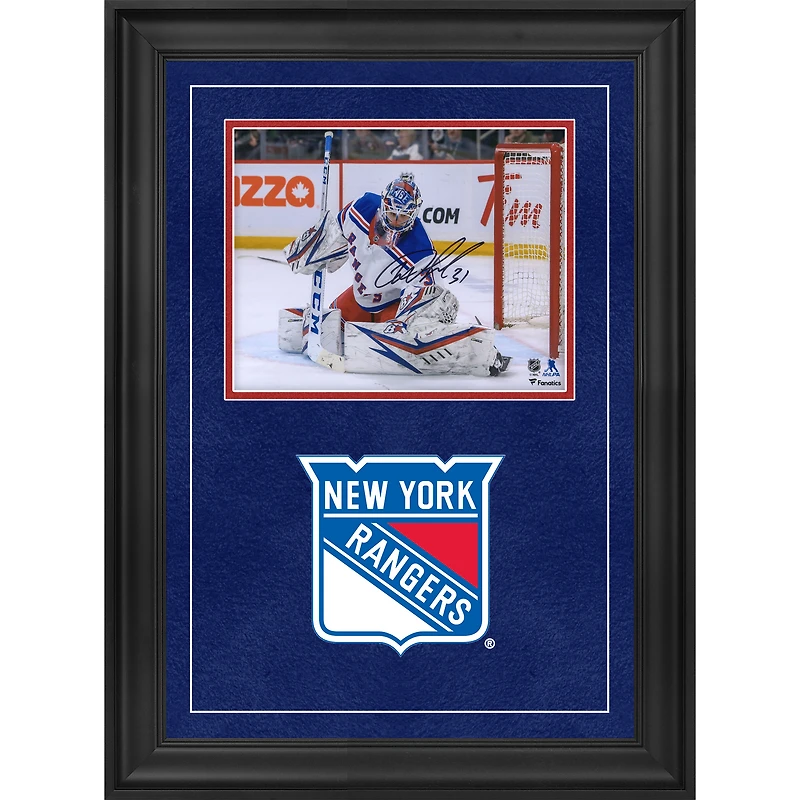 Igor Shesterkin New York Rangers Autographed Deluxe Framed 8" x 10" White Jersey Making Save Photograph