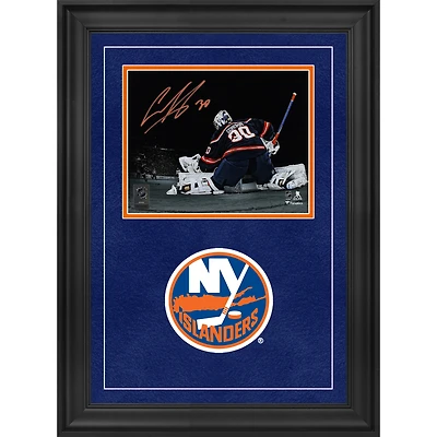 Ilya Sorokin New York Islanders Autographed Deluxe Framed 8" x 10" Reverse Retro Jersey Making Save Spotlight Photograph