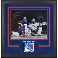 Igor Shesterkin New York Rangers and Ilya Sorokin New York Islanders Autographed Deluxe Framed 16" x 20" On One Knee Photograph