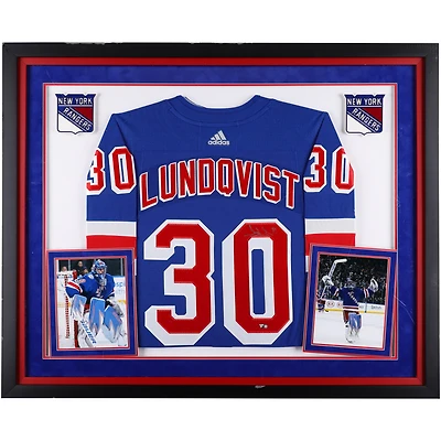 Henrik Lundqvist New York Rangers Autographed Deluxe Framed Blue adidas Authentic Jersey