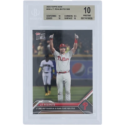 J.T. Realmuto Philadelphia Phillies 2023 Topps Now Hit for Cycle #434 BGS Authenticated 10 Card - 10,9.5,10,10 Subgrades