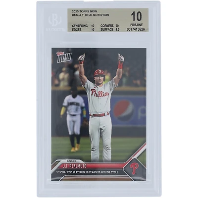 J.T. Realmuto Philadelphia Phillies 2023 Topps Now Hit for Cycle #434 BGS Authenticated 10 Card - 10,10,10,9.5 Subgrades