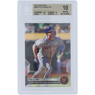 Pete Alonso New York Mets 2022 Topps Now Mets RBI Single Season Record #960 BGS Authenticated 10 Card - 9.5,10,10,10 Subgrades