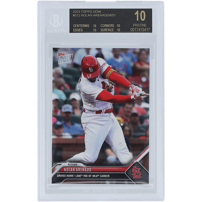 Nolan Arenado St. Louis Cardinals 2023 Topps Now 1,000 RBI Black Label #312 BGS Authenticated 10 Card - 10,10,10,10 Subgrades