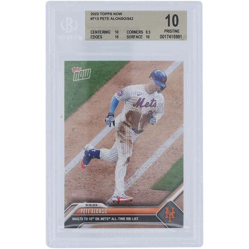 Pete Alonso New York Mets 2023 Topps Now 10th All-time Mets RBI List #713 BGS Authenticated 10 Card - 10,9.5,10,10 Subgrades