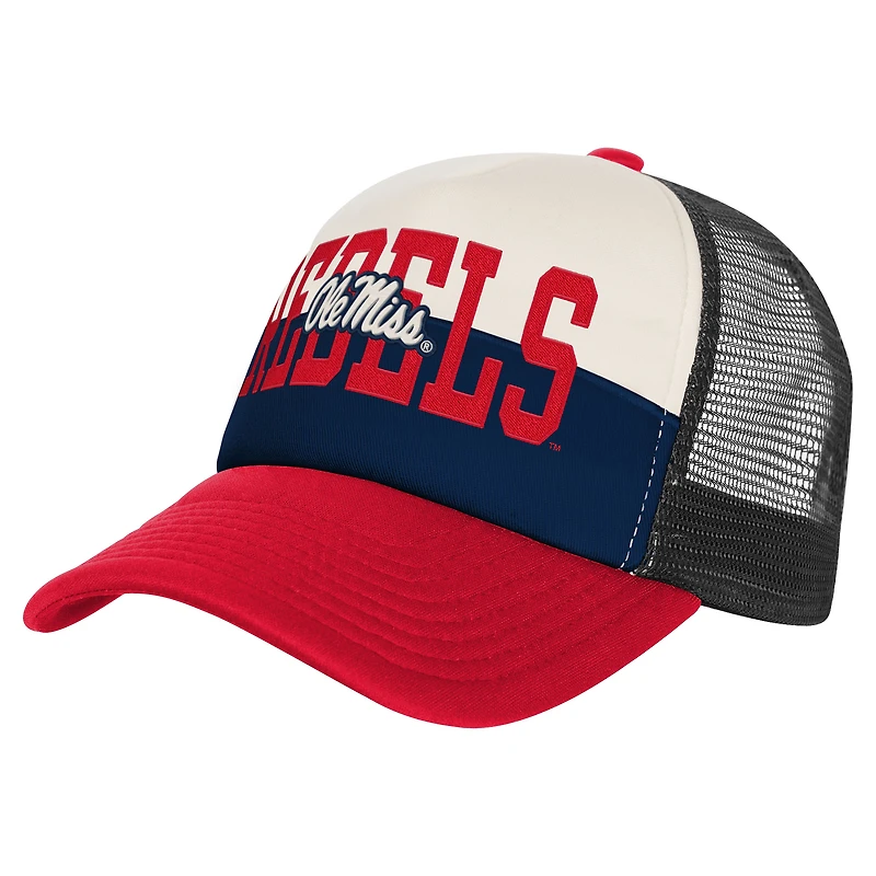 Youth Outerstuff Navy/Cream Ole Miss Rebels Modern Fan Trucker Adjustable Hat