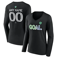 Women's Black Seattle Sounders FC Goal Custom V-Neck Long Sleeve T-Shirt