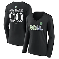 Women's Black Seattle Sounders FC Goal Custom V-Neck Long Sleeve T-Shirt