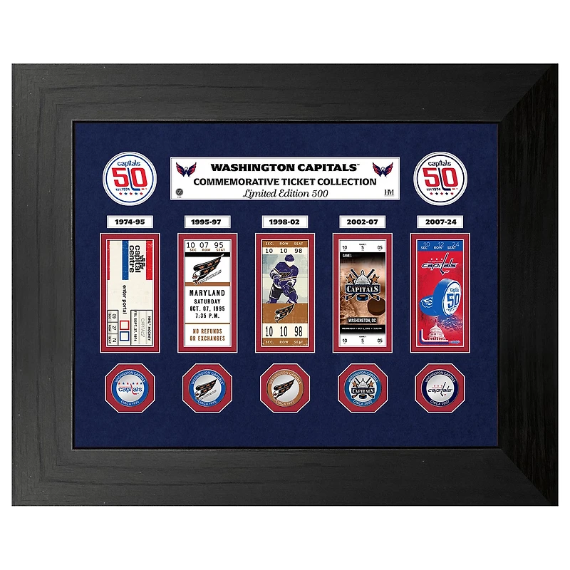 Highland Mint Washington Capitals 50th Anniversary Deluxe Ticket Collection 12" x 15" Silver Coin Photo Mint