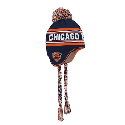 Youth Outerstuff Navy Chicago Bears Jacquard Tassel Knit Hat with Pom