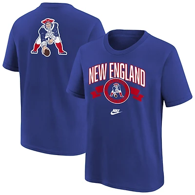 Youth Nike  Royal New England Patriots Rewind Front & Back Essential T-Shirt