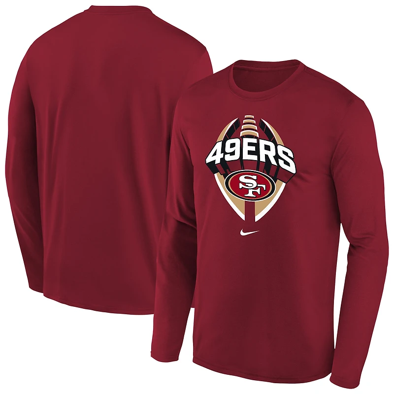 Youth Nike  Scarlet San Francisco 49ers Primetime Legend Icon Long Sleeve Performance T-Shirt