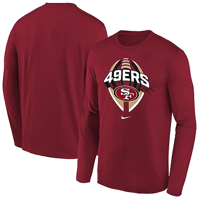 Youth Nike  Scarlet San Francisco 49ers Primetime Legend Icon Long Sleeve Performance T-Shirt