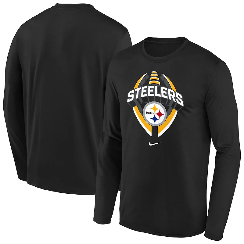 Youth Nike  Black Pittsburgh Steelers Primetime Legend Icon Long Sleeve Performance T-Shirt