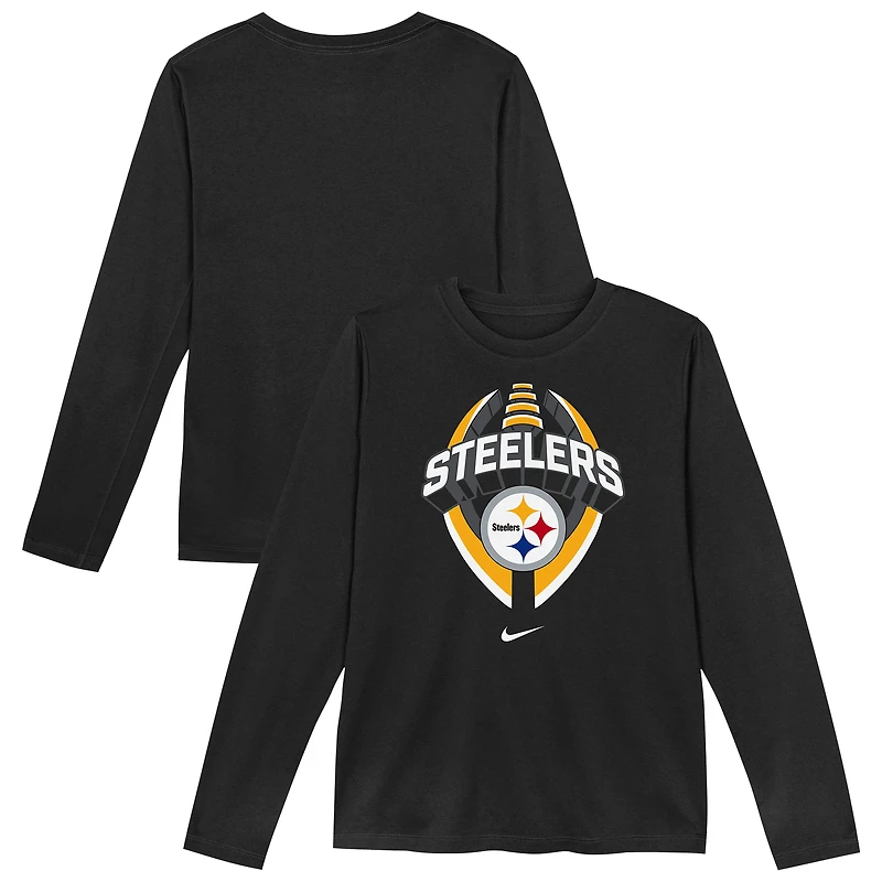 Preschool Nike  Black Pittsburgh Steelers Primetime Legend Icon Long Sleeve Performance T-Shirt
