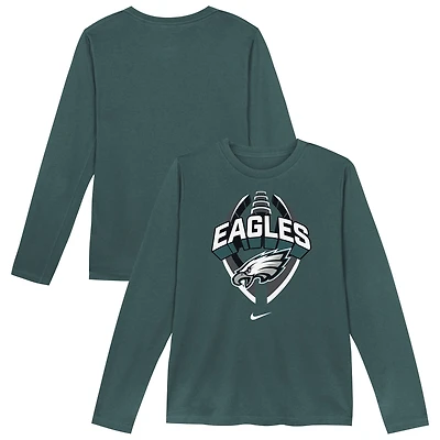 Preschool Nike  Midnight Green Philadelphia Eagles Primetime Legend Icon Long Sleeve Performance T-Shirt