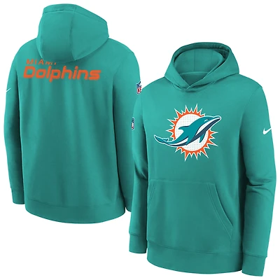 Youth Nike  Aqua Miami Dolphins Sideline Club Fleece Hoodie