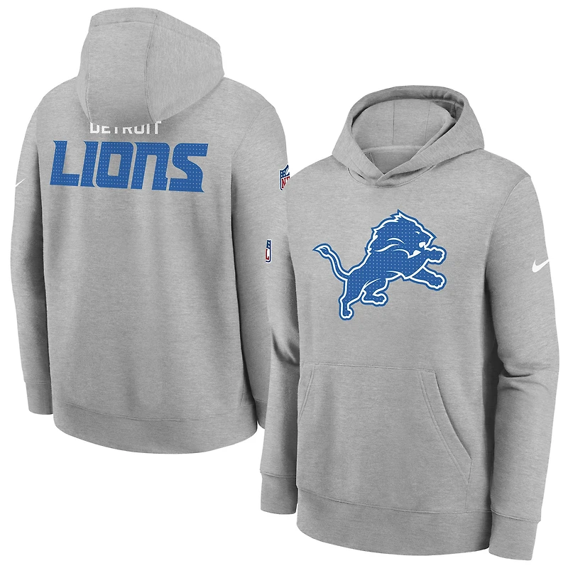 Youth Nike  Gray Detroit Lions Sideline Club Fleece Hoodie