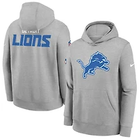 Youth Nike  Gray Detroit Lions Sideline Club Fleece Hoodie