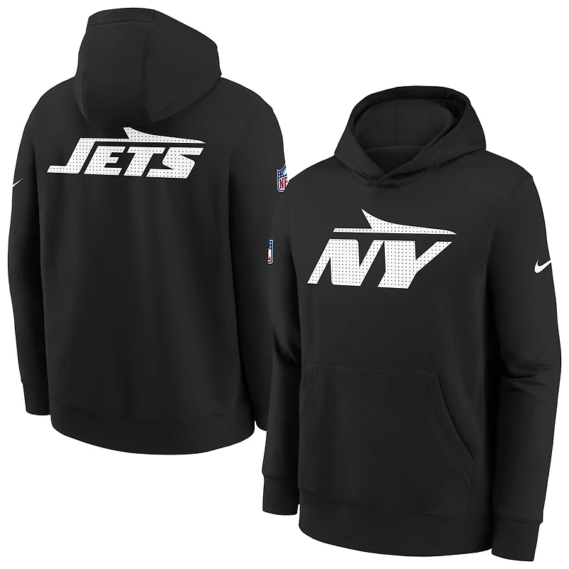 Youth Nike Black New York Jets Sideline Club Fleece Hoodie