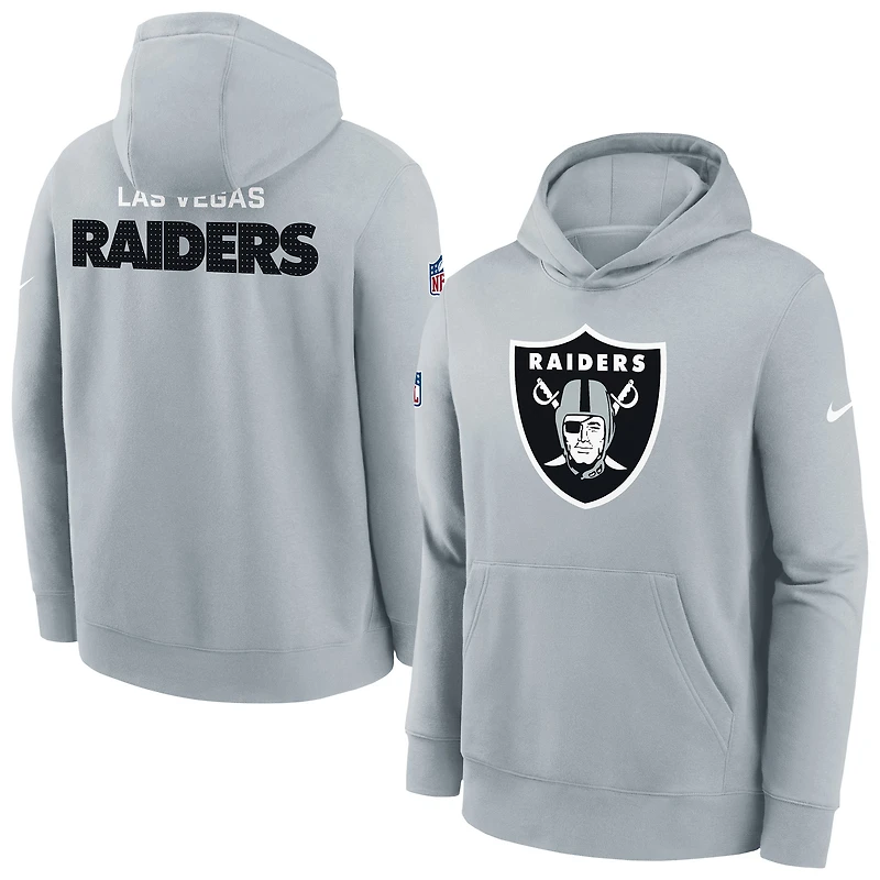 Youth Nike  Silver Las Vegas Raiders Sideline Club Fleece Hoodie