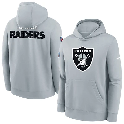 Youth Nike  Silver Las Vegas Raiders Sideline Club Fleece Hoodie