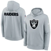 Youth Nike  Silver Las Vegas Raiders Sideline Club Fleece Hoodie