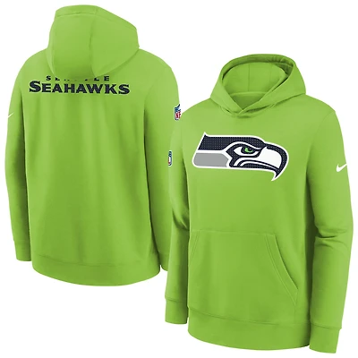 Youth Nike  Neon Green Seattle Seahawks Sideline Club Fleece Hoodie