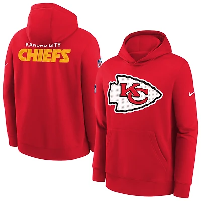 Youth Nike  Red Kansas City Chiefs Sideline Club Fleece Hoodie
