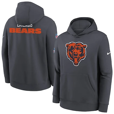 Youth Nike  Gray Chicago Bears Sideline Club Fleece Hoodie