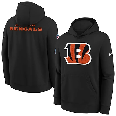 Youth Nike  Black Cincinnati Bengals Sideline Club Fleece Hoodie