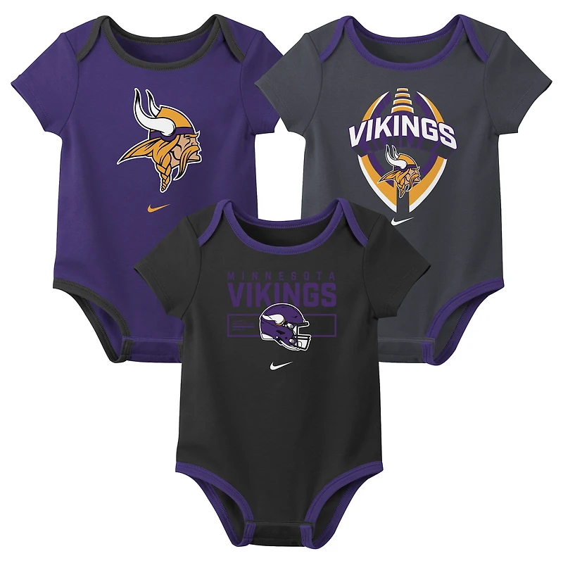 Newborn & Infant Nike Minnesota Vikings Three-Piece Bodysuit Set