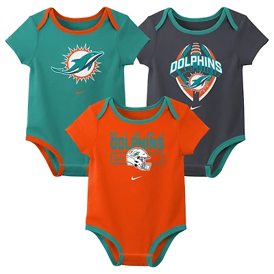 Newborn & Infant Nike Miami Dolphins Three-Piece Bodysuit Set