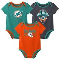 Newborn & Infant Nike Miami Dolphins Three-Piece Bodysuit Set