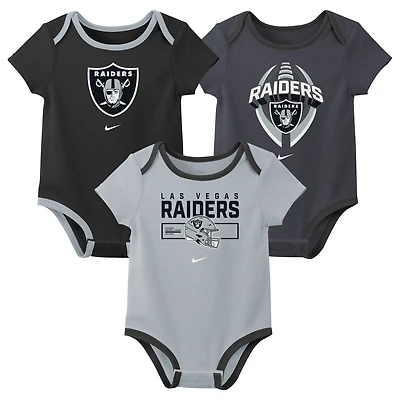 Newborn & Infant Nike Las Vegas Raiders Three-Piece Bodysuit Set
