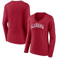 Women's Crimson Alabama Crimson Tide Arch Long Sleeve V-Neck T-Shirt