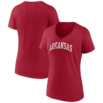 Women's Cardinal Arkansas Razorbacks Arch V-Neck T-Shirt