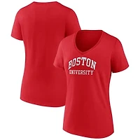 Women's Scarlet Boston University Arch V-Neck T-Shirt
