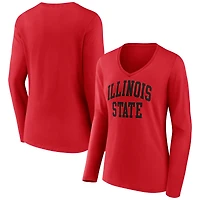 Women's Red Illinois State Redbirds Arch Long Sleeve V-Neck T-Shirt