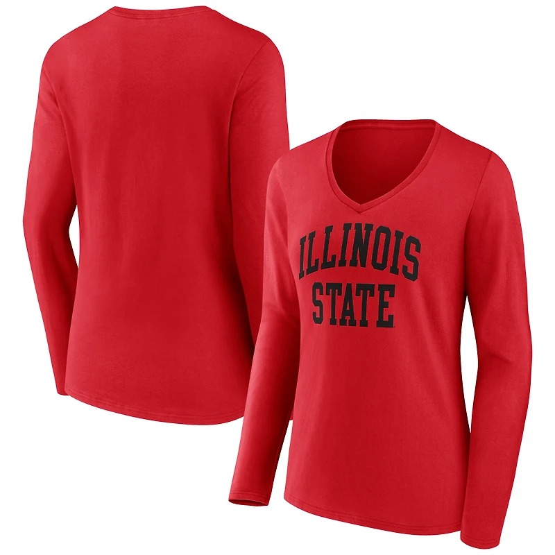 Women's Red Illinois State Redbirds Arch Long Sleeve V-Neck T-Shirt