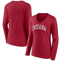 Women's Crimson Indiana Hoosiers Arch Long Sleeve V-Neck T-Shirt
